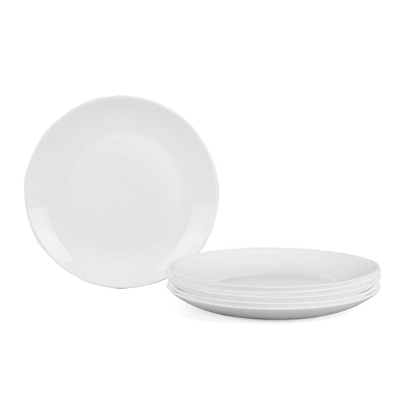 LaGlint 7.5 inch Salad Appetizer Plate Set of 6, Lightweight Opal Glass Round White Plates for Dessert Kitchen, Dishwasher and Microwave Safe