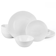 LaGlint Dinnerware Set Geometric Faceted Lightweight Durable Opal Glass, Dishwasher Microwave Safe, 18 Piece for 6