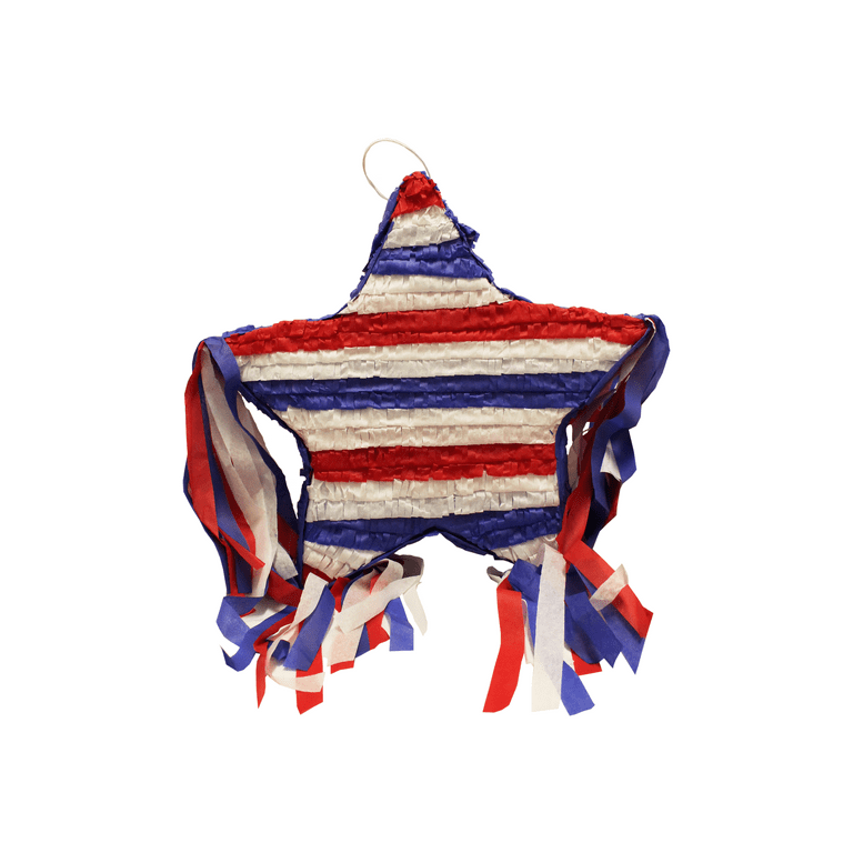 LaLa Imports Patriotic Star Pinata, Red White and Blue, 21 in x 21