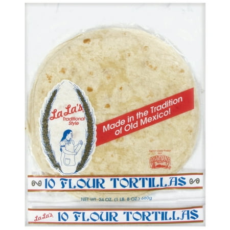LaLa's Traditional Style Flour Tortillas, Burrito Size, 10 Count