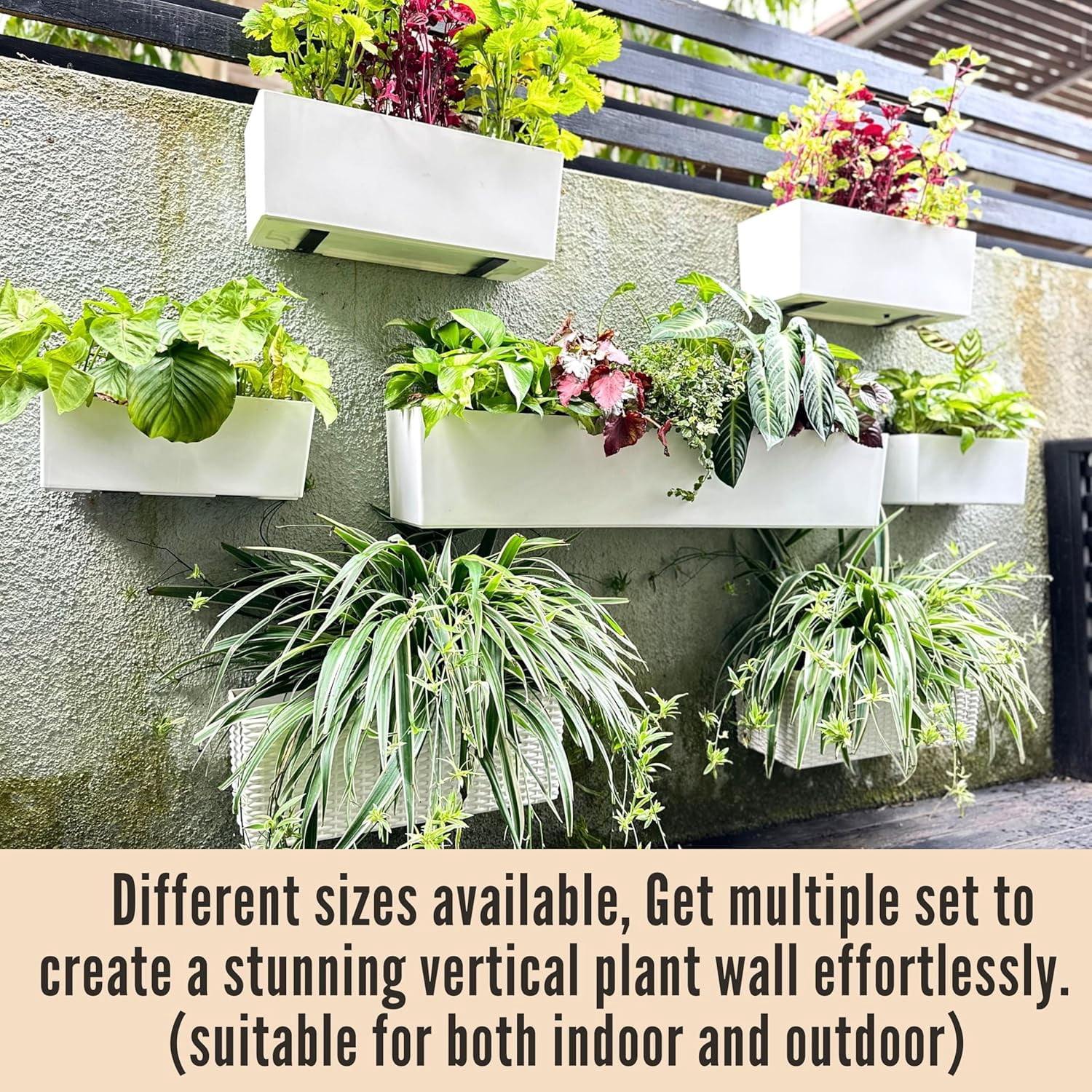 LaLaGreen Wall Planter for Outdoor (2 Pack, 14 Inch) Wall Mounted Self ...
