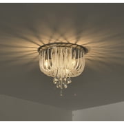 Modern Flush Mount Ceiling Light Fixture Silver Chandelier Crystal Light Fixtures 3-Light Chrome Bedroom Chandelier