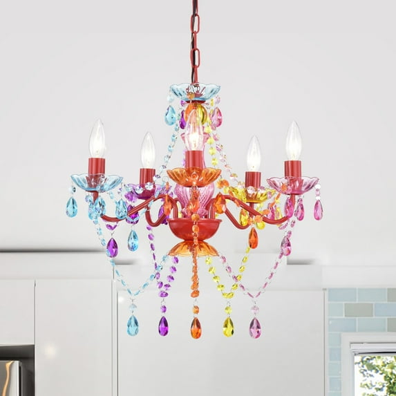 LaLuLa Modern Multi-Color Chandeliers 5-Light Acrylic Crystal Chandelier