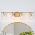 thumbnail image 1 of LaLuz Carson Carrington Modern 2/3/4-Light Gold Bathroom Vanity Lights Glass Wall Sconces Clear 29"L-4-Light Brass,Gold Painted,Polished,Brushed 25 to, 1 of 5