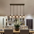 thumbnail image 1 of LaLuz Modern Rustic Mason Jar Glass Kitchen Island Pendant Lights Farmhouse 5-light Bar Chandelier - L29" * W4.72" * H69", 1 of 5