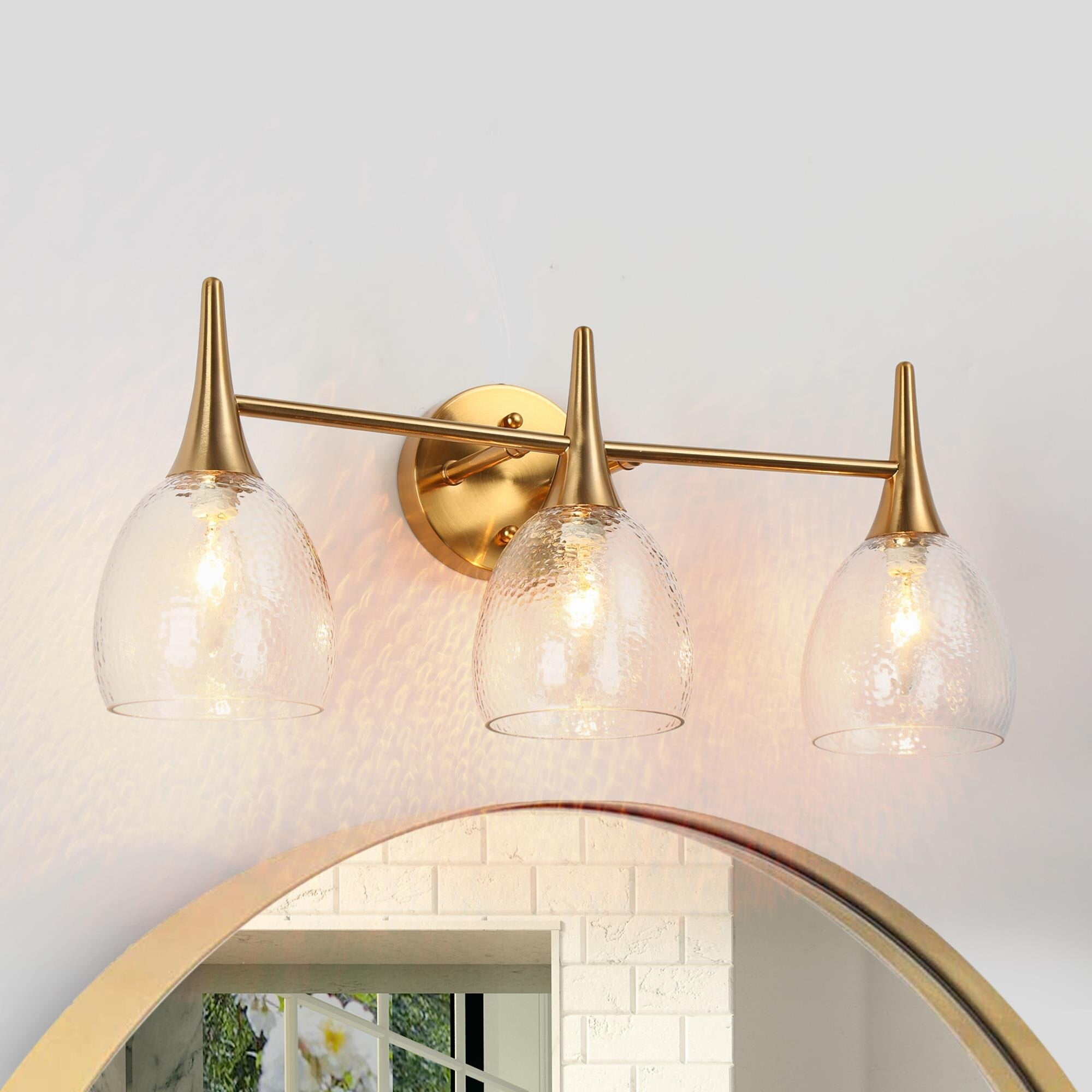 LaLuz Suvy Modern 3-Light Bathroom Vanity Lights Textured Glass Wall ...