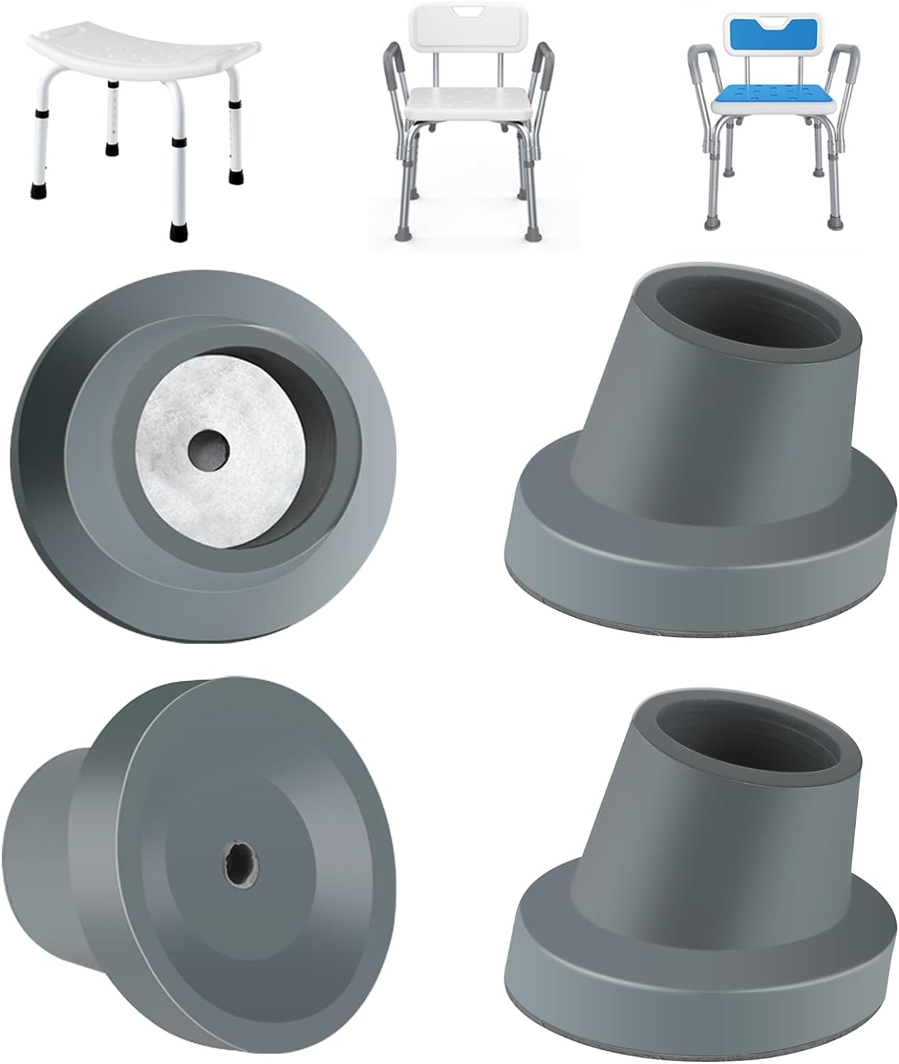 LaMaz 4 Pack Replacement Feet for Shower Chair 11/8"Slope Rubber