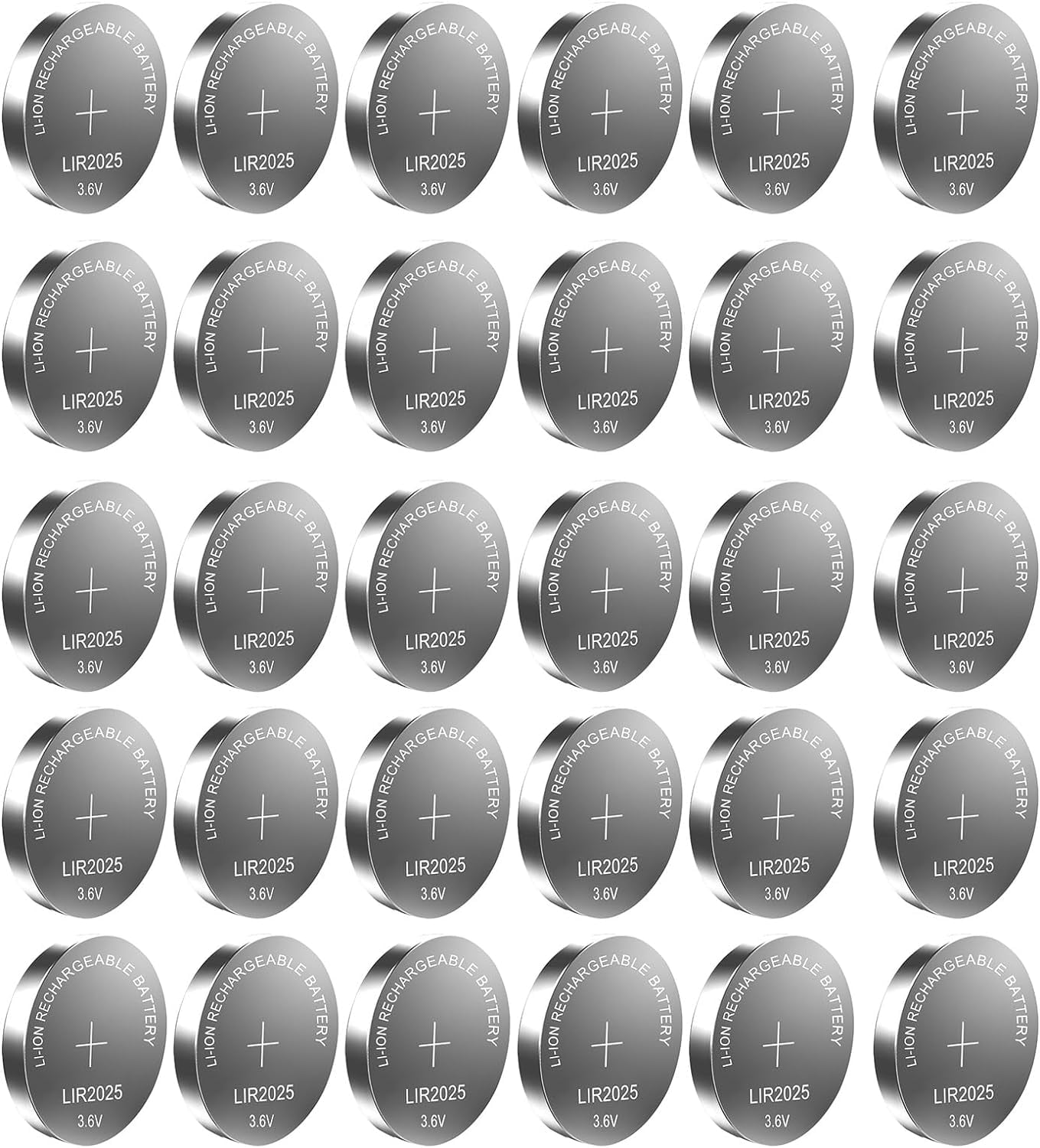 LaMaz Set of 5/10/15/20/25/30pcs 3.6V 35mAh LIR2025 Batteries LIR 2025 Button Cell Rechargeable