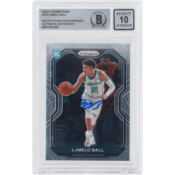 LaMelo Ball Charlotte Hornets Autographed 2020-21 Panini Prizm #278 Beckett Fanatics Witnessed Authenticated 10 Rookie Card - Fanatics Authentic Certified