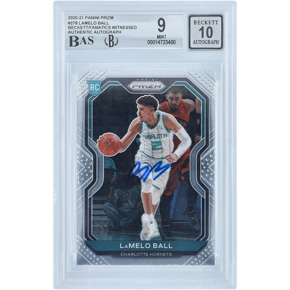 LaMelo Ball Charlotte Hornets Autographed 2020-21 Panini Prizm #278 Beckett Fanatics Witnessed Authenticated 9/10 Rookie Card - Fanatics Authentic Certified