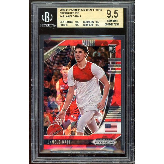 LaMelo Ball Rookie Card 2020-21 Panini Prizm DP Prizms Red Ice #43 BGS 9.5