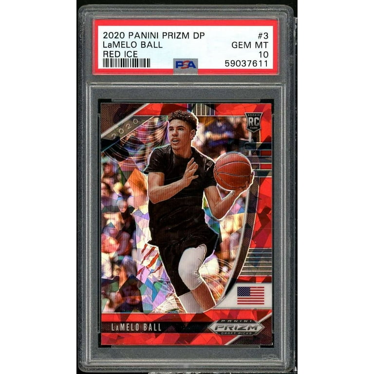 2020-21 Panini Flux Basketball LaMELO BALL RC RED buy CRACKED ICE PSA 10 GEM MINT