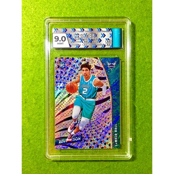 LaMelo Ball SILVER PRIZM ROOKIE CARD GRADED 9 HGA 9.5 x2 RC 2020-21 Revolution