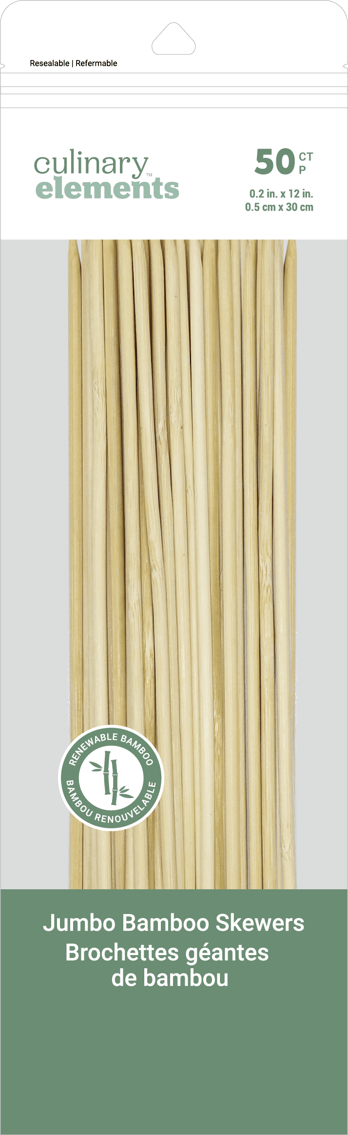 12 Inch Jumbo Bamboo Skewers 50 Count