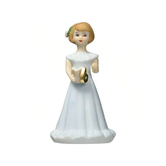 LaMiiii Growing Up Girls Brunette Age 6 Porcelain Figurine 4 Blue Measures Apimately: 2" Wide X 4" High