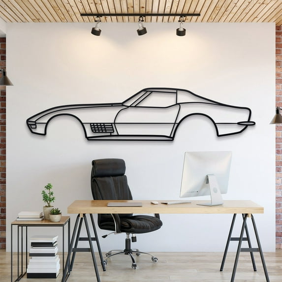 LaModaHome 1970 Corvette ZR-1 Metal Silhouette Wall Art