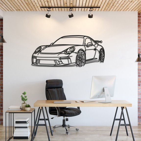LaModaHome 911 GT3 Model 991 Front Angle Metal Silhouette Wall Art