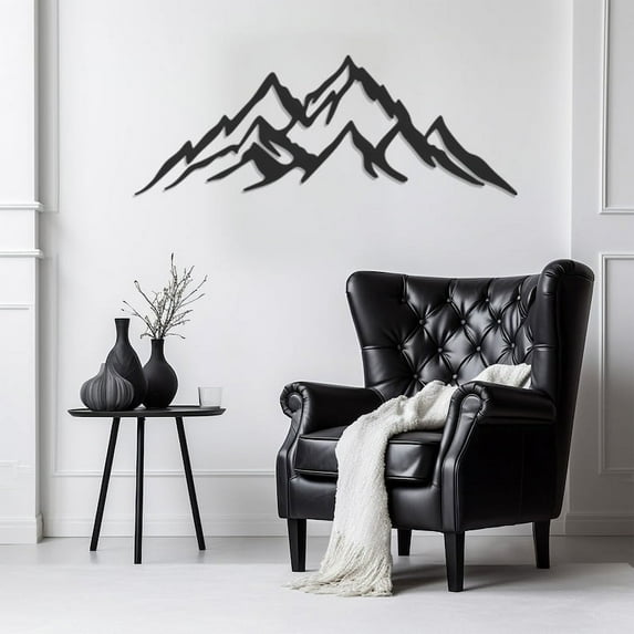 LaModaHome Abstract Mountain Art, Hiking Lovers Gift, Nature Inspired Metal Wall Decor, Home Office Accent, Unique Design for Modern Rustic InteriorsHome Decoration Gift -9.8"x26.6"/25x67.5cm