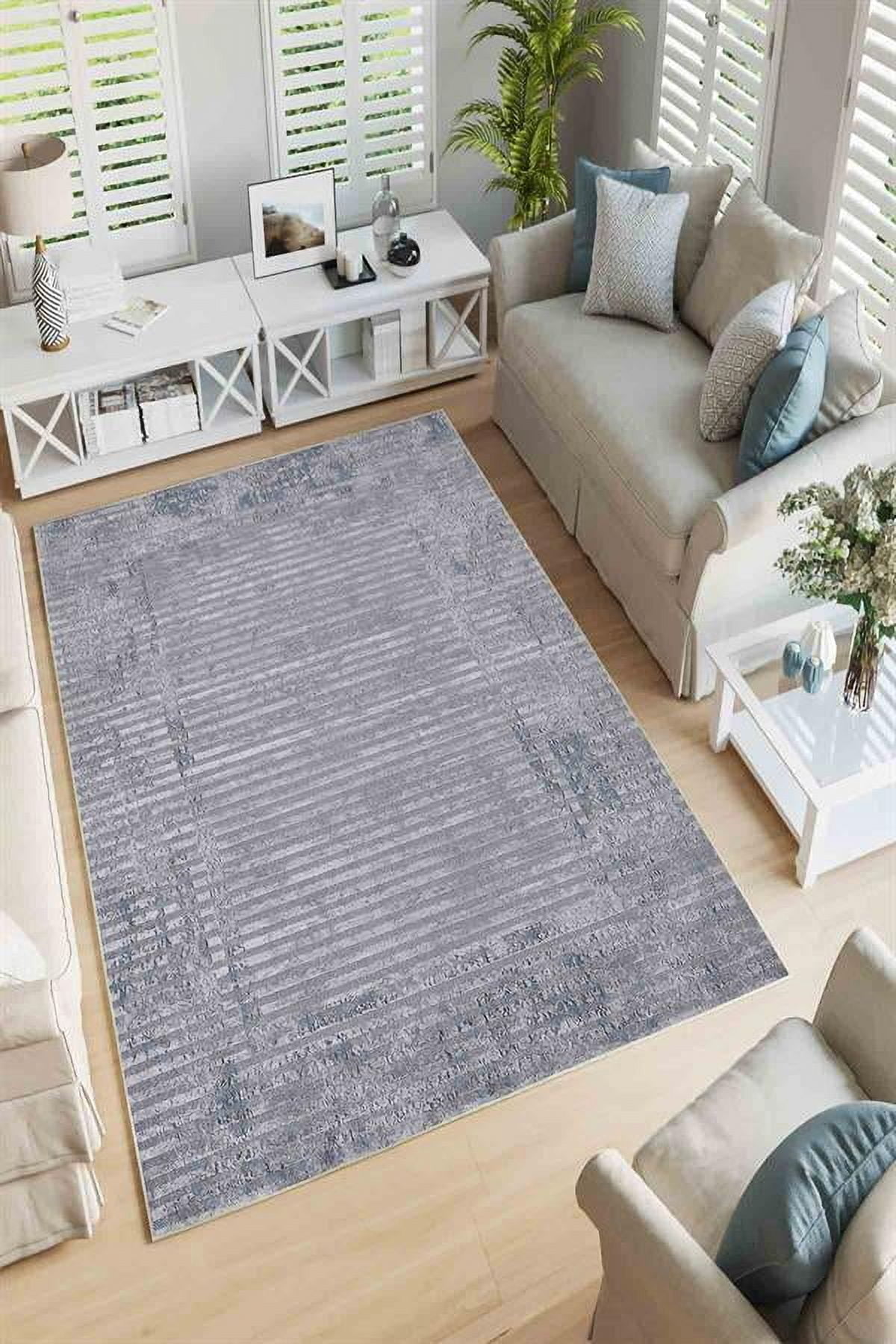 3D Light Blue Square WG048 Non Slip Rug Mat