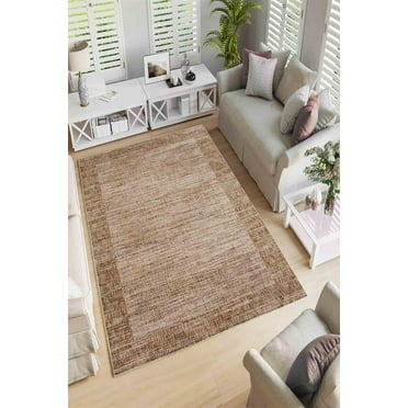 LaModaHome Area Rug Non-Slip - Cream Aged Soft Machine Washable Bedroom Rugs Indoor Outdoor Bathroom Mat Kids Child Stain Resistant Living Room Kitchen Carpet 1.3 x 2 ft