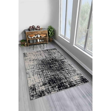 LaModaHome Area Rug Non-Slip - Grey Aged Soft Machine Washable Bedroom Rugs Indoor Outdoor Bathroom Mat Kids Child Stain Resistant Living Room Kitchen Carpet 1.3 x 2 ft (128)