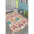 thumbnail image 1 of LaModaHome Area Rug Non-Slip - Pink Penguin and Mushroom Soft Machine Washable Bedroom Rugs Indoor Outdoor Bathroom Mat Kids Child Stain Resistant Living Room Kitchen Carpet 3.3 x 6.6 ft, 1 of 3