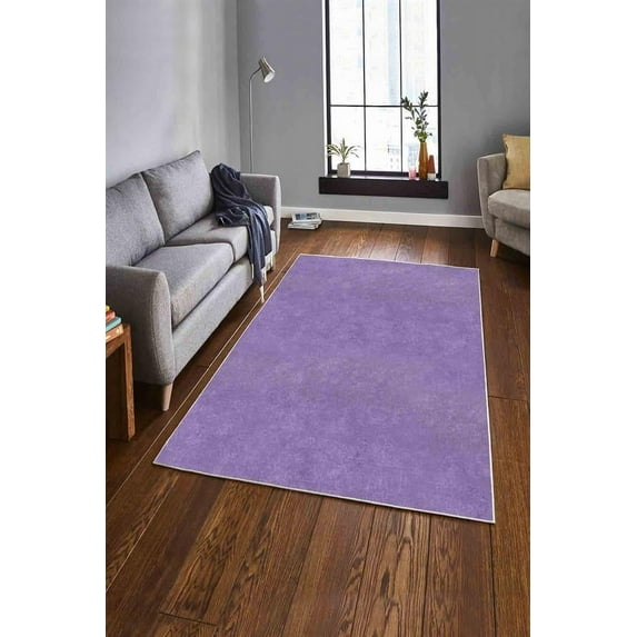 LaModaHome Area Rug Non-Slip - Purple Purple thin, washable Soft Machine Washable Bedroom Rugs Indoor Outdoor Bathroom Mat Kids Child Stain Resistant Living Room Kitchen Carpet 4 x 5.9 ft