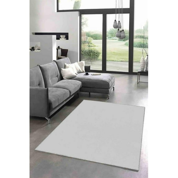 LaModaHome Area Rug Non-Slip - White White thin, washable Soft Machine Washable Bedroom Rugs Indoor Outdoor Bathroom Mat Kids Child Stain Resistant Living Room Kitchen Carpet 1.3 x 2 ft