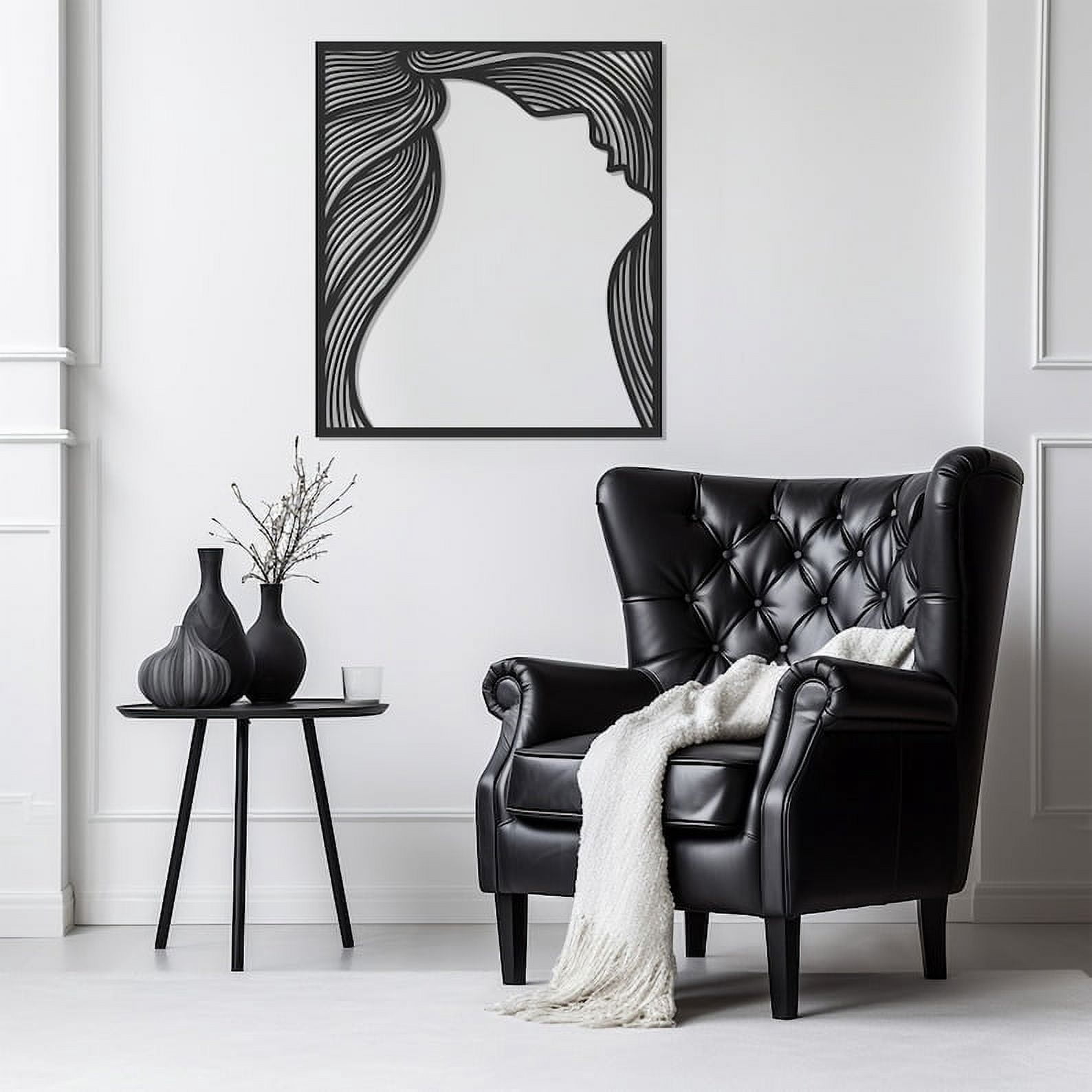 LaModaHome Chic Woman Silhouette Metal Wall Art, Elegant Female Figure ...