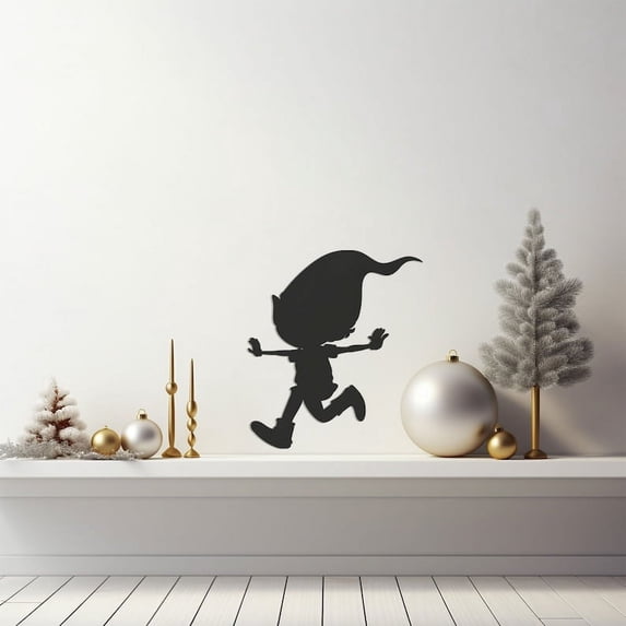 LaModaHome Christmas Gift Metal Wall Art, Cute Elf Decor for Holiday, Winter Design Wall Decor, Boy Elf & Xmas Elves, Festive Dwarf Home AccentHome Decoration Gift -39.4"x43.3"/100x110.cm