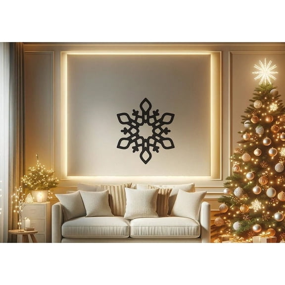 LaModaHome Elegant Snowflake Metal Wall Art for Cozy Winter Decor - Sophisticated Holiday Accent, Large Fireplace Wall Sculpture,Weatherproof SignHome Decoration Gift -15.7"x17.3"/40x44cm
