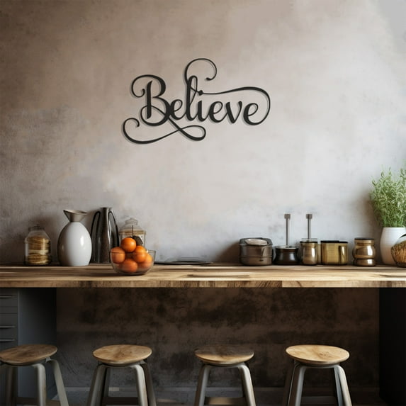 LaModaHome Exclusive Belive Lettering Wall Decor – Durable & Artistic Metal Wall Art for Home and Office Decor, Perfect for Any Interior Design Aesthetic