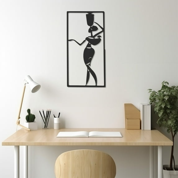 LaModaHome Exclusive Carrying A Vase On His Head ,African Woman Carrying A Basket Metal Wall Art – Durable & Artistic Metal Wall Art for Home and Office Decor