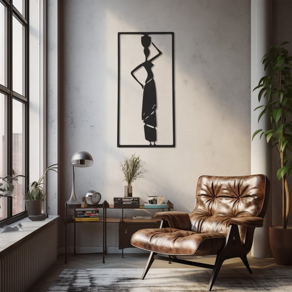 LaModaHome Exclusive Carrying A Vase On His Head ,African Woman From Right Profile Metal Wall Art – Durable & Artistic Metal Wall Art for Home and Office Decor