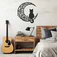thumbnail image 1 of LaModaHome Exclusive Cat Sitting On The Moon Metal Wall Art Decor – Durable & Artistic Metal Wall Art for Home and Office Decor, Perfect for Any Interior Design Aesthetic, 1 of 5