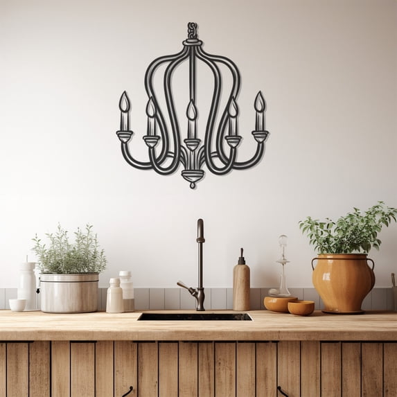 LaModaHome Exclusive Decorative Chandelier Metal Wall Art – Durable & Artistic Metal Wall Art for Home and Office Decor, Perfect for Any Interior Design Aesthetic