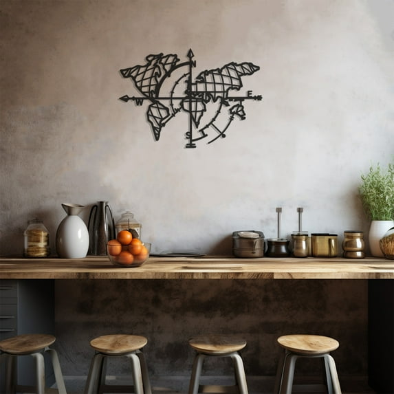 LaModaHome Exclusive Directional Compass Metal Wall Art – Durable & Artistic Metal Wall Art for Home and Office Decor, Perfect for Any Interior Design Aesthetic