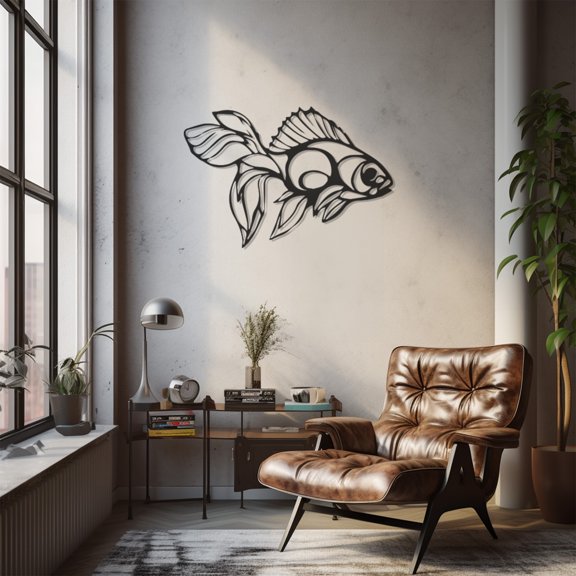LaModaHome Exclusive Fish Wall Decor With Geometric Pattern – Durable & Artistic Metal Wall Art for Home and Office Decor, Perfect for Any Interior Design Aesthetic
