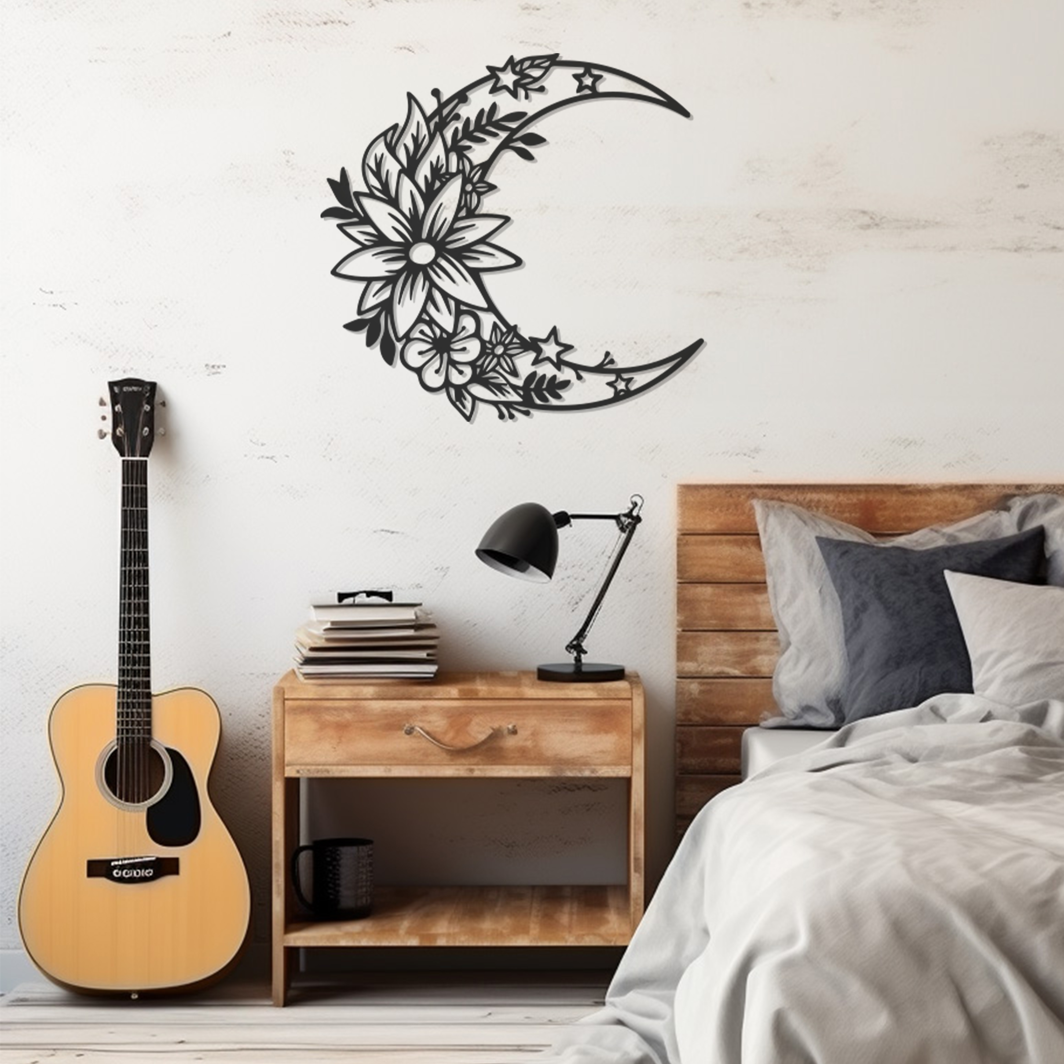 LaModaHome Exclusive Flowering Moon Metal Wall Decor – Durable ...