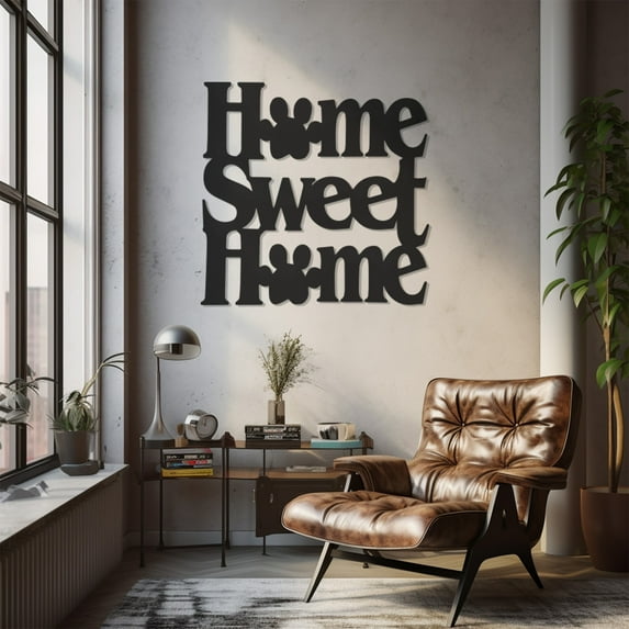 LaModaHome Exclusive Home Sweet Home Paw Lettering Metal Wall Decor – Durable & Artistic Metal Wall Art for Home and Office Decor, Perfect for Any Interior Design Aesthetic