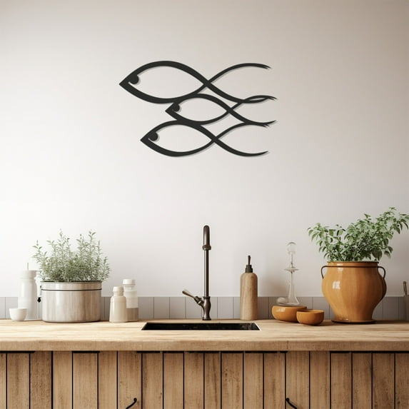 LaModaHome Exclusive Line Art Fishes Metal Wall Art – Durable & Artistic Metal Wall Art for Home and Office Decor, Perfect for Any Interior Design Aesthetic