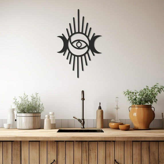 LaModaHome Exclusive Minimalist Eye And Moon Metal Wall Art – Durable & Artistic Metal Wall Art for Home and Office Decor, Perfect for Any Interior Design Aesthetic