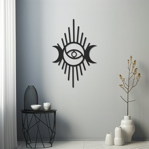 LaModaHome Exclusive Minimalist Eye And Moon Metal Wall Art – Durable & Artistic Metal Wall Art for Home and Office Decor, Perfect for Any Interior Design Aesthetic