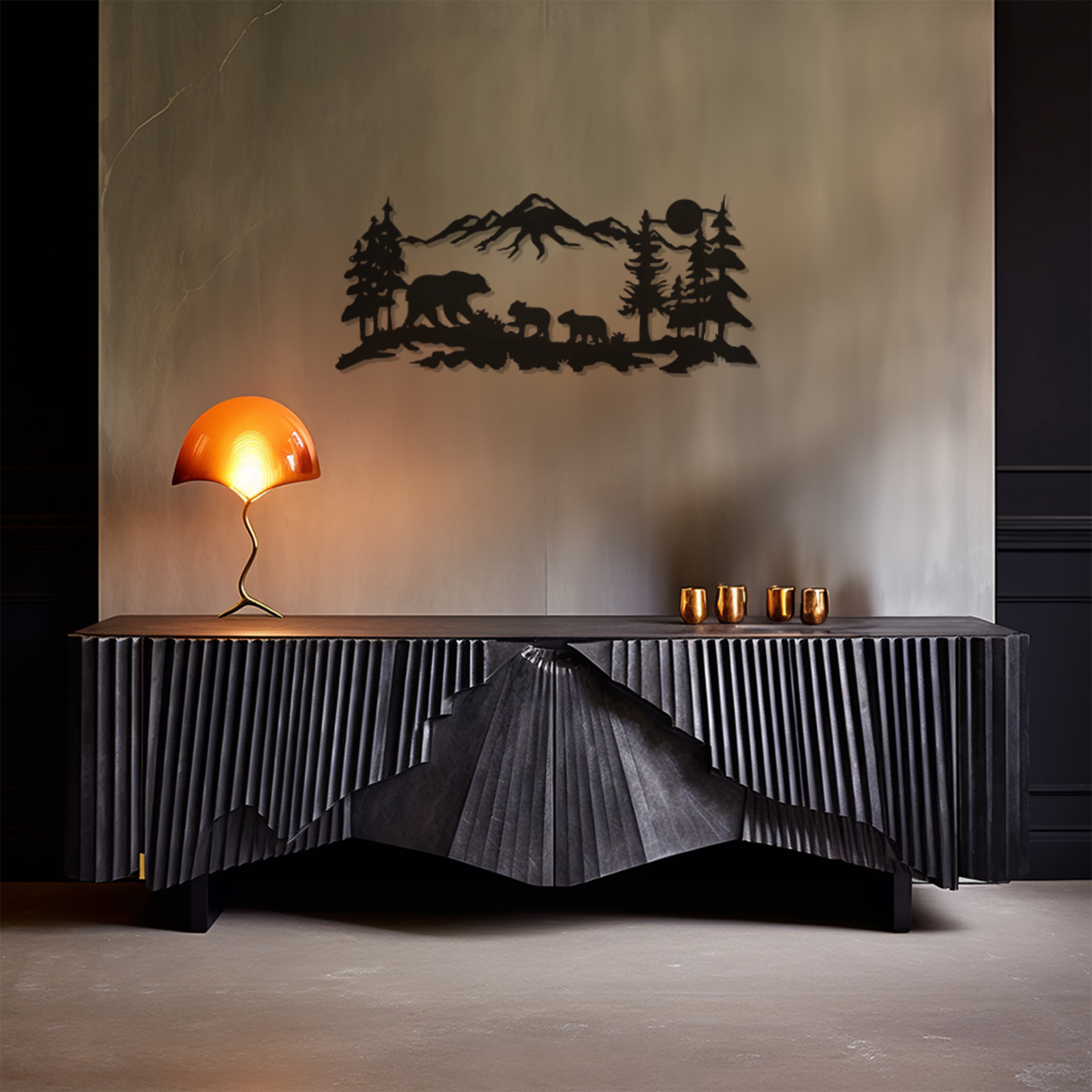 Lamodahome Exclusive Mountain Forest And Animal Silhouettes Metal Wall Photo Inspiration