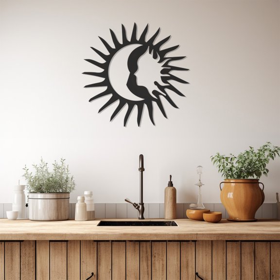 LaModaHome Exclusive Sun And Moon Metal Wall Decor – Durable & Artistic Metal Wall Art for Home and Office Decor, Perfect for Any Interior Design Aesthetic