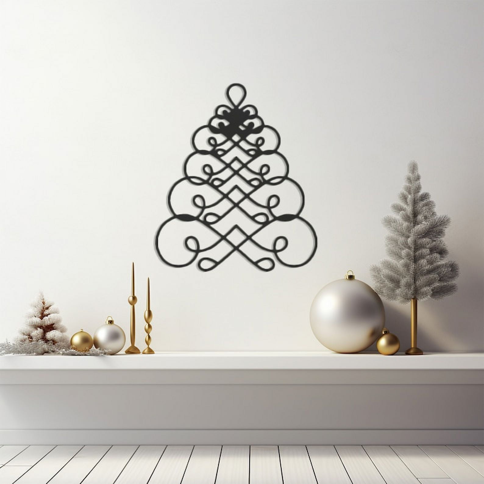 LaModaHome Geometric Christmas Tree Metal Wall Art for Living Rooms