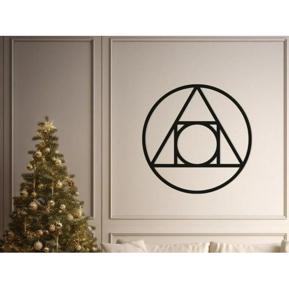 LaModaHome Geometric Harmony Metal Wall Art for Study, Entryway - Chic Minimalist Decor, Abstract Design, Modern Home Accent, Peaceful SymbolHome Decoration Gift -7.9"x7.9"/20x20cm