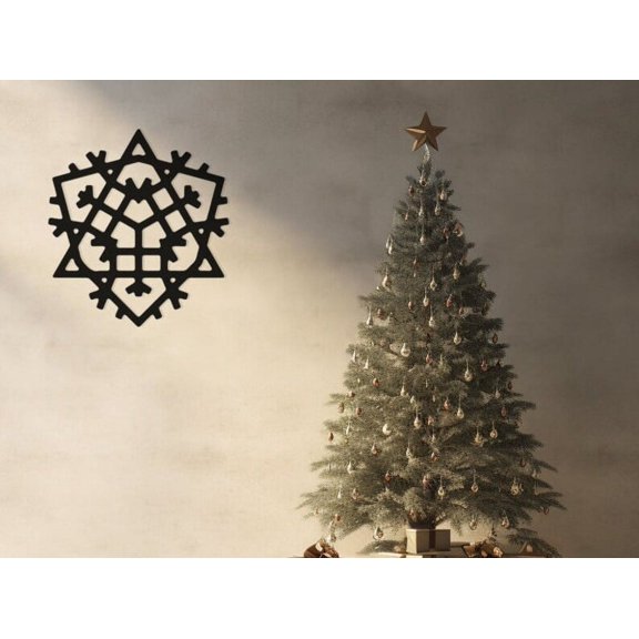 LaModaHome Geometric Snowflake Metal Wall Art for Living Room, Entryway - Chic Festive Decoration, Minimalist Large Home Decor, Modern Holiday AccentHome Decoration Gift -27.6"x30.3"/70x77cm