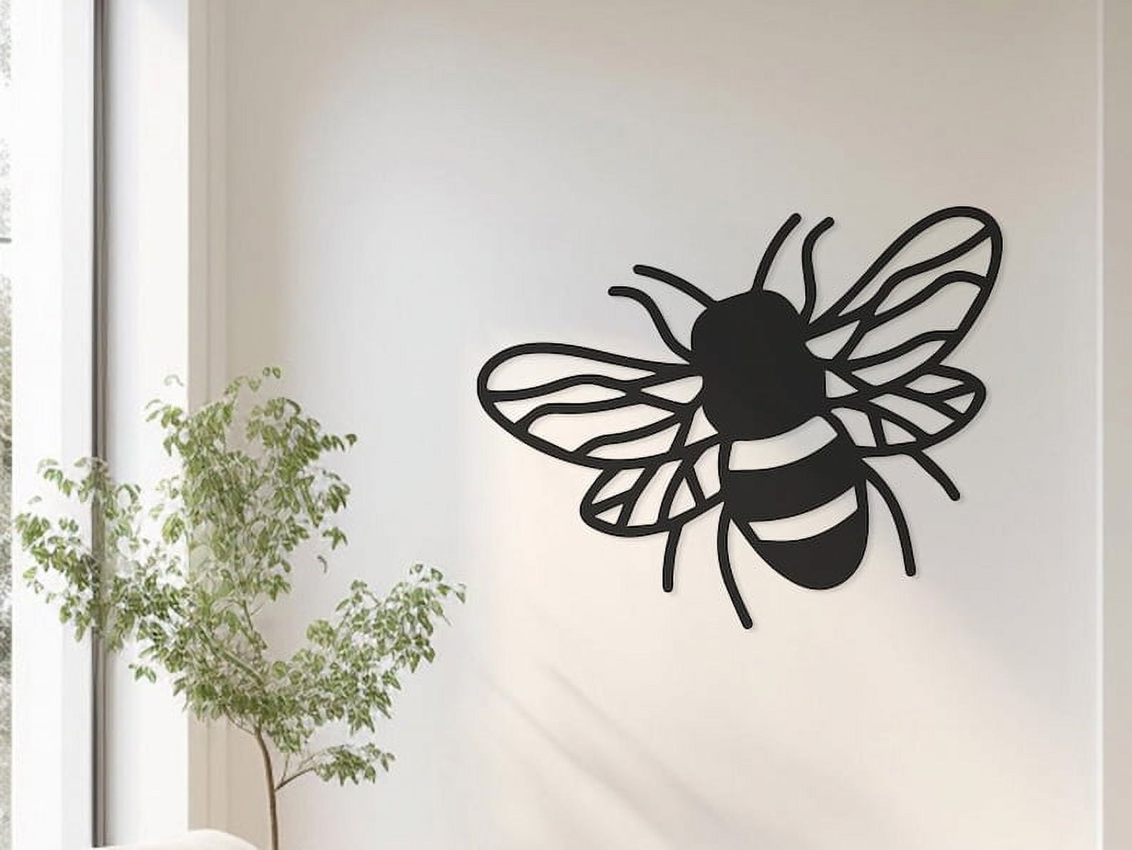 View of LaModaHome Large Bee Metal Wall Art for Garden Room, Patio - Nature ...