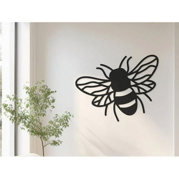 LaModaHome Large Bee Metal Wall Art for Garden Room, Patio - Nature-Inspired Outdoor Decor, Modern Minimalist Hive Design, Metal Wall HangingsHome Decoration Gift -7.9"x10.2"/20x26cm